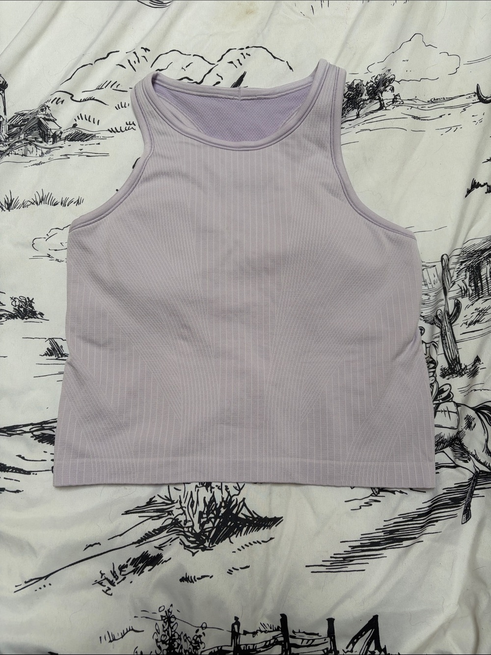 Lululemon Ebb to Street Cropped Racerback Tank Top sz 8 DILUTE WASH ICED VIOLET